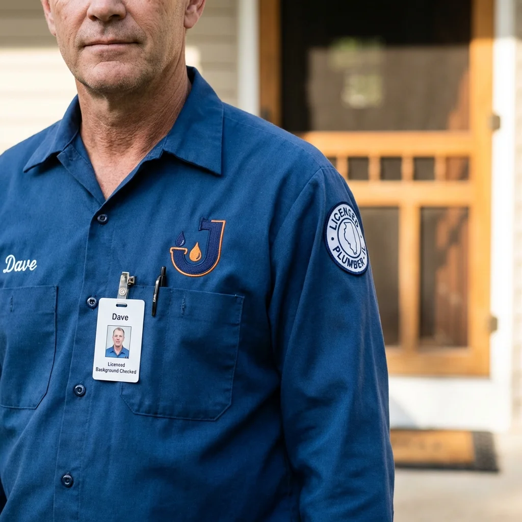 Licensed plumber showing ID badge in Mercer Island, WA