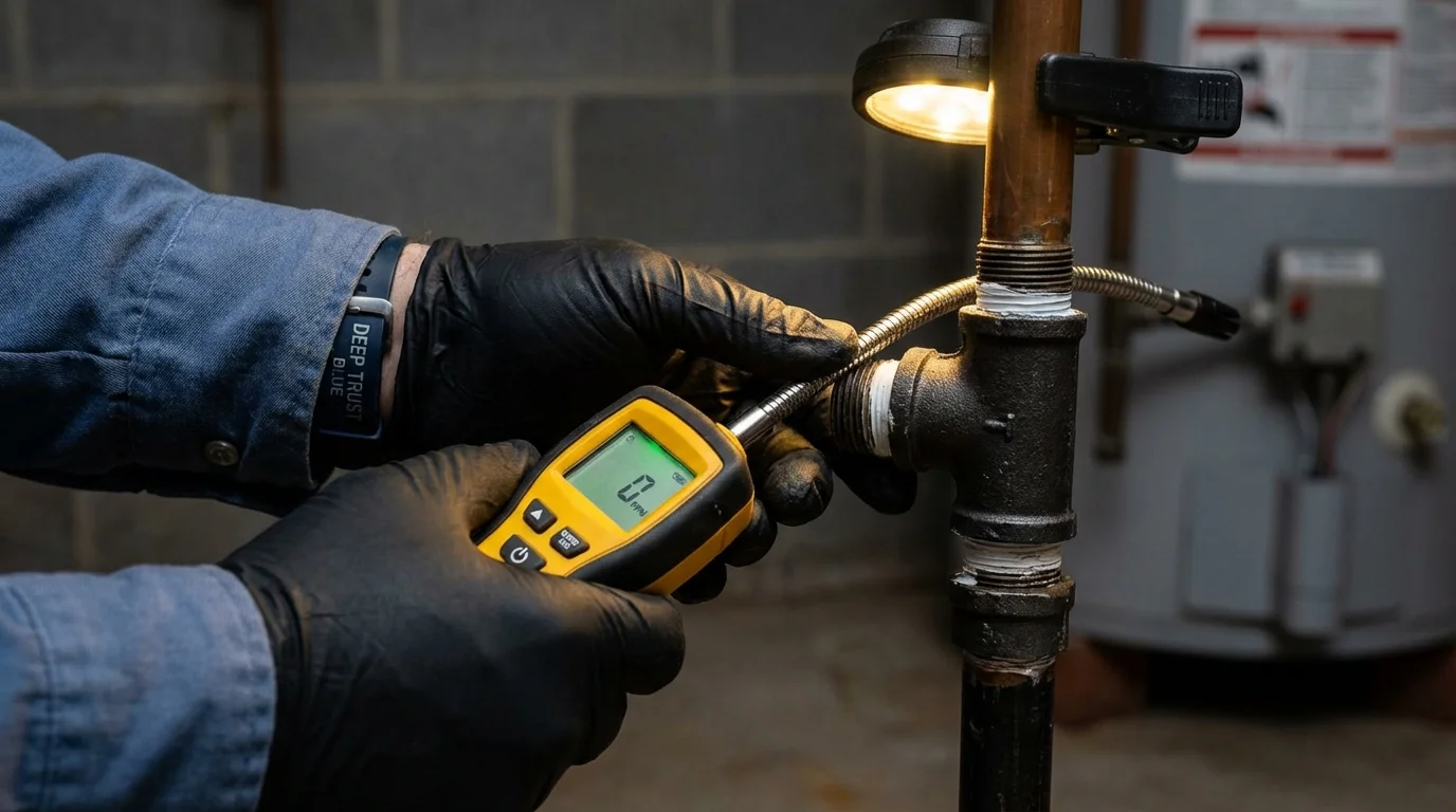 Gas leak detection with electronic sniffer by Johns Plumbing LLC in Mercer Island